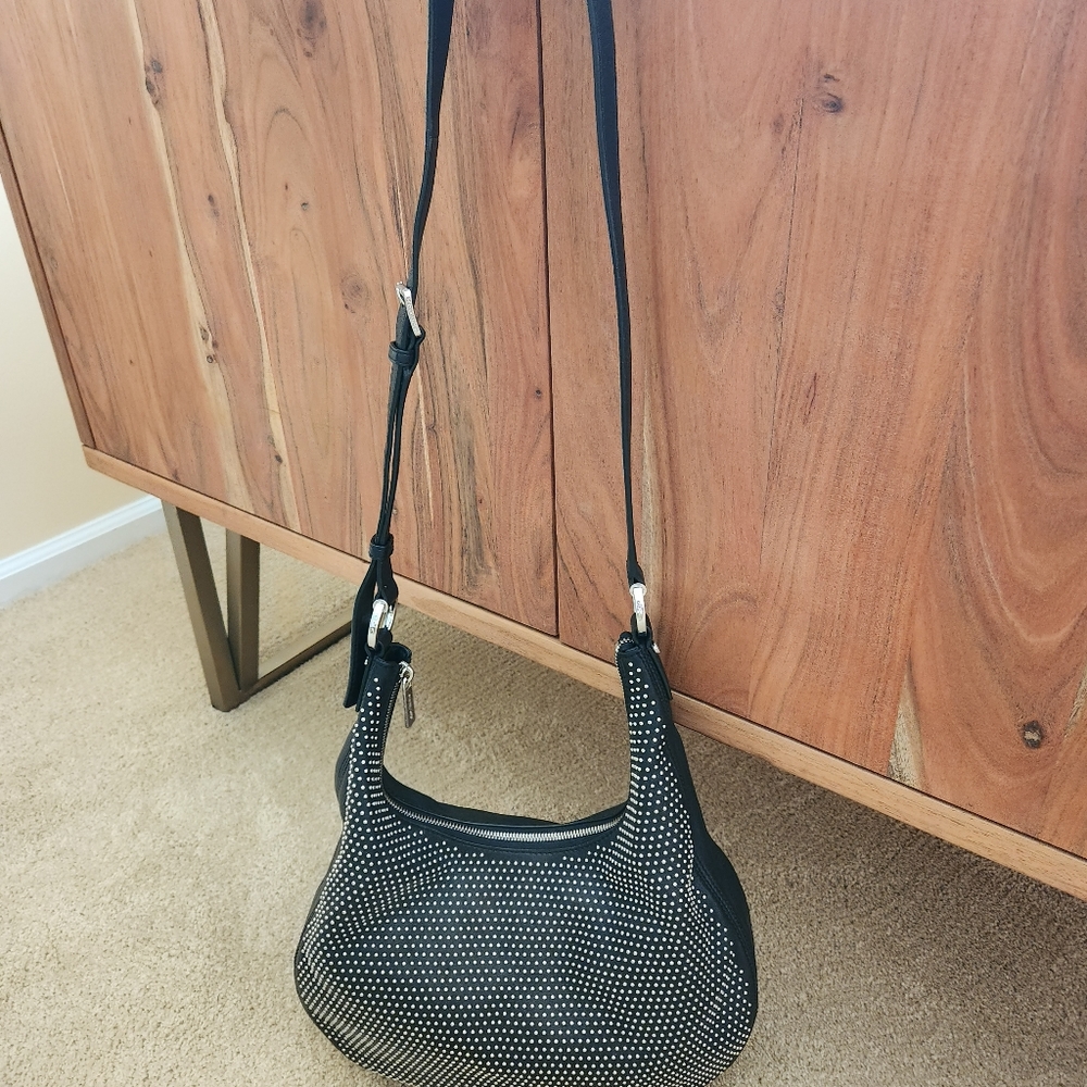 Michael Kors black leather studded crossbody bag